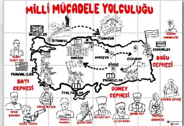 Milli Mücadele Yolculuğu Haritası 32 A4 RENKSİZ