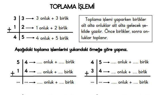 2. Sınıf Toplama İşlemi Çalışma Sayfası