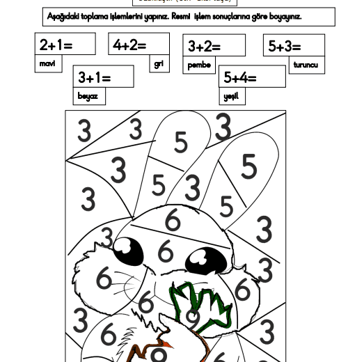 1. Sınıf Resimli Toplama İşlemi Bulmaca 