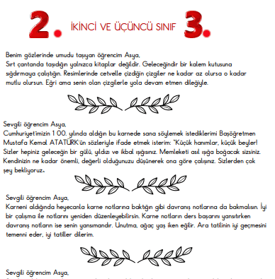 Öğretmen Karne Görüşleri İlkokul 1-2-3-4. Sınıflar 