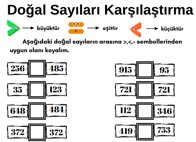 3.Sınıf Matematik Doğal Sayıları Karşılaştırma Etkinliği