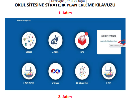 Okul Web Sitelerine Dosya-Stratejik Plan Ekleme Kılavuzu