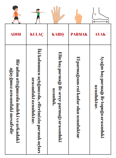 2. Sınıf Matematik Standart Olmayan Uzunluk Ölçüleri İnteraktif Defter Etkinliği