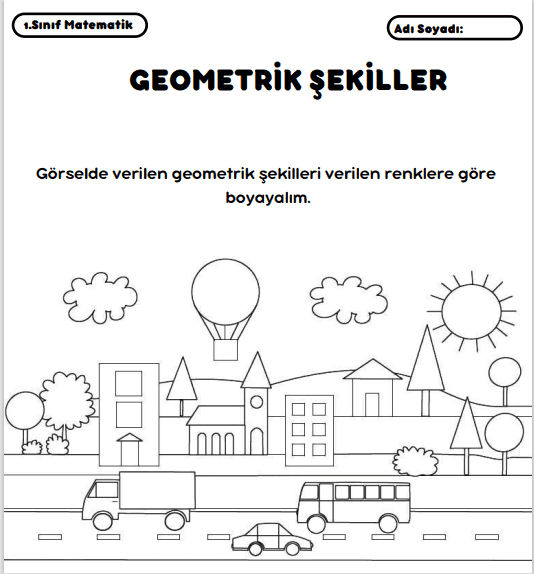 1. Sınıf Matematik Geometrik Şekiller Alıştırmaları 