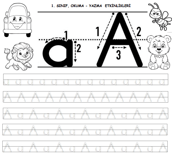 1. Sınıf ''A'' Harfi Yazma Etkinliği