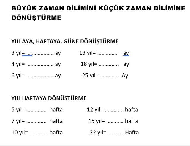 3. Sınıf Matematik Büyük Zaman Dilimlerini Küçük Zaman Dilimlerine Dönüştürme