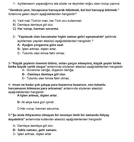 3. Sınıf Atasözleri Ve Deyimler Bilgi Yarışması