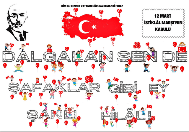 12 Mart İstiklal Marşının Kabulü Pano Çalışması