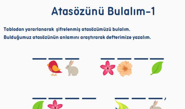 ŞİFRELENMİŞ ATASÖZÜNÜ BULALIM