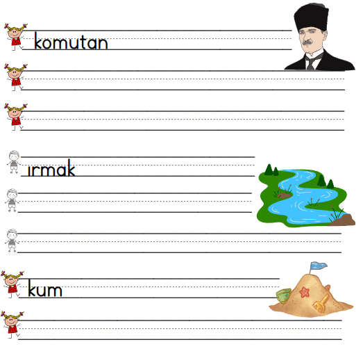 1. sınıf "M" Harfi Kelime Çalışması