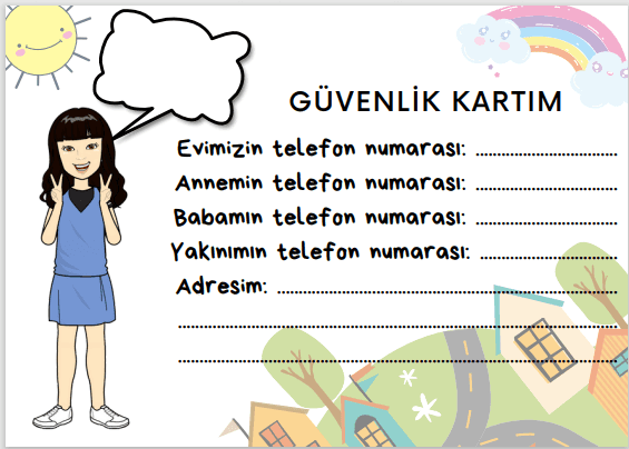 2. Sınıf Hayat Bilgisi Güvenlik Kartları 