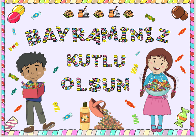 RAMAZAN BAYRAMI ŞEKERLİ PANO RENKLİ 16 A4