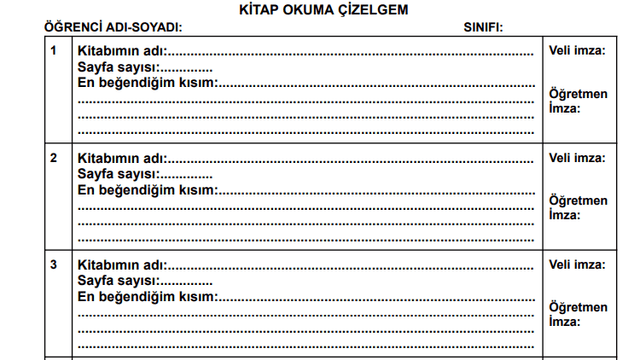 Kitap Okuma Çizelgesi