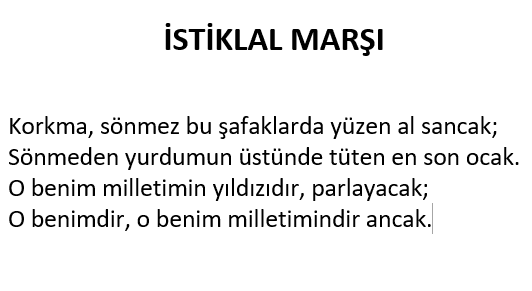 12 Mart İstiklal Marşı Pano 10 Kıta