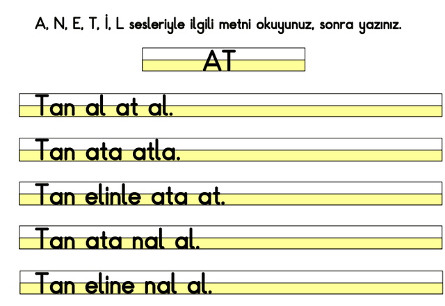 1. Sınıf Anetil 5 Dikte Metin