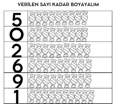 1. Sınıf Matematik Verilen Sayı Kadarını Boyama Etkinliği