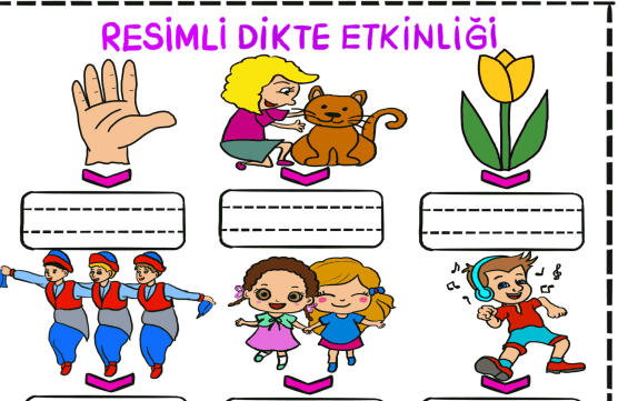 E , L ve A Sesleri Resimli Dikte Etkinliği