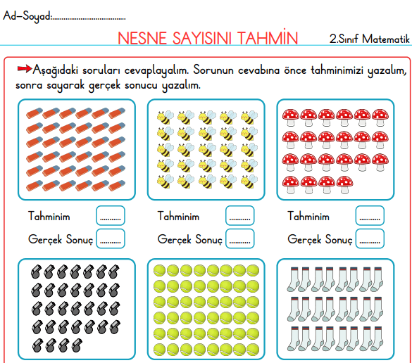 2. Sınıf Matematik Nesne Sayısını Tahmin Basamak Değeri