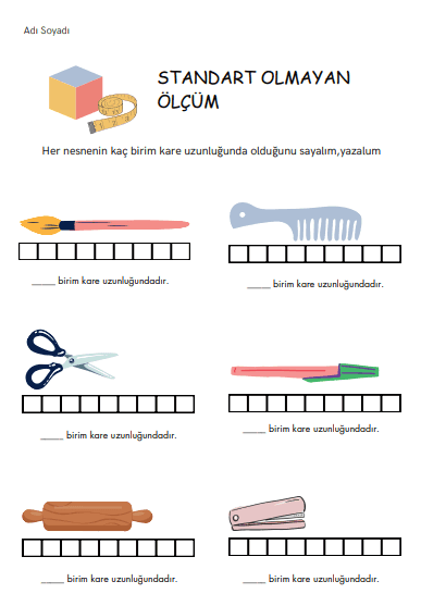 2. Sınıf Matematik Standart Olmayan Ölçüm Çalışma Sayfası