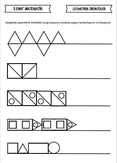 3. Sınıf Matematik Geometrik Örüntüler Etkinliği