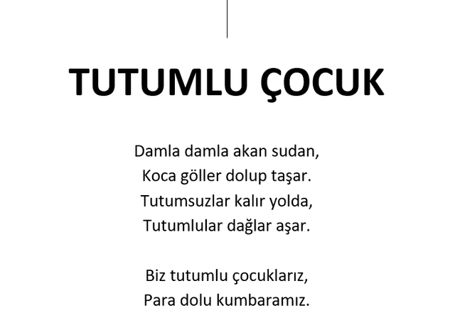 Tutumlu Çocuk Şiiri 