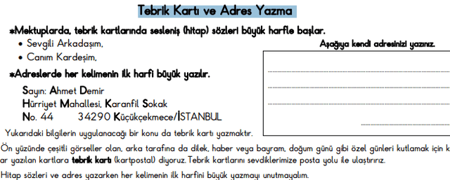 Tebrik Kartı ve Adres Yazma 