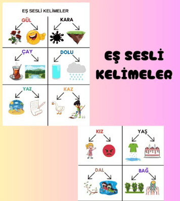 3. Sınıf Türkçe Eş Sesli Kelimeler Görselleri 