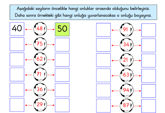 2. Sınıf Matematik  En Yakın Onluğa Yuvarlama Etkinliği