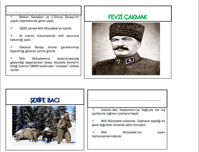 4. Sınıf MİLLİ MÜCADELE İNTERAKTİF DEFTER ÇALIŞMASI