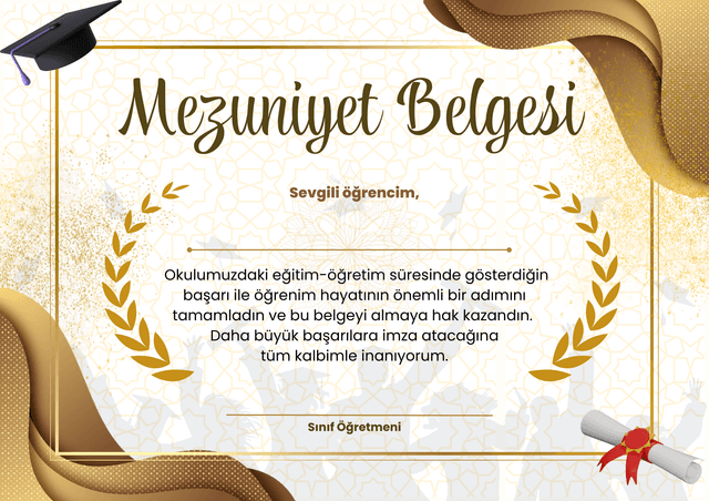 4. Sınıf Mezuniyet Belgesi