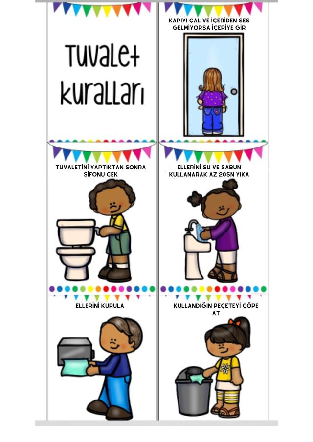 1. Sınıf Tuvalet Kuralları Afişi Renkli 