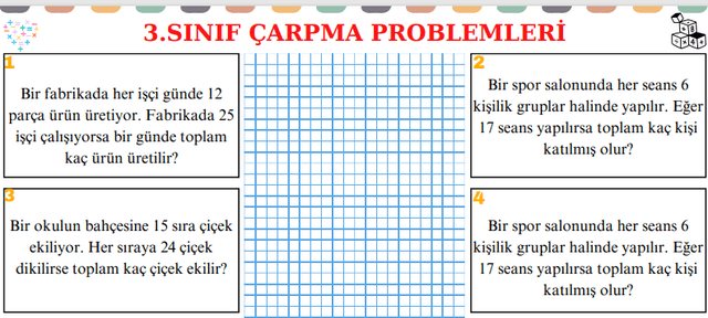 3. Sınıf Çarpma İşlemi Problemleri 