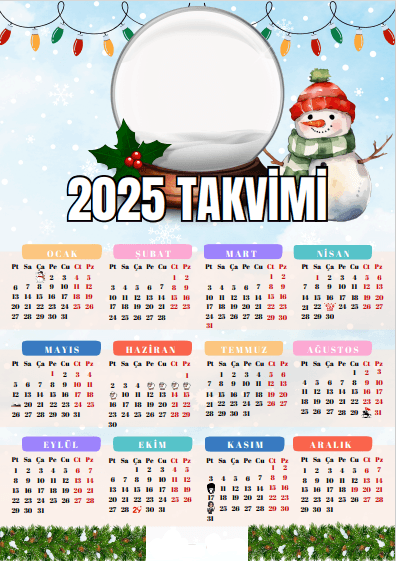 2025 Takvimi (Özel Günlere Özel Görselli) 