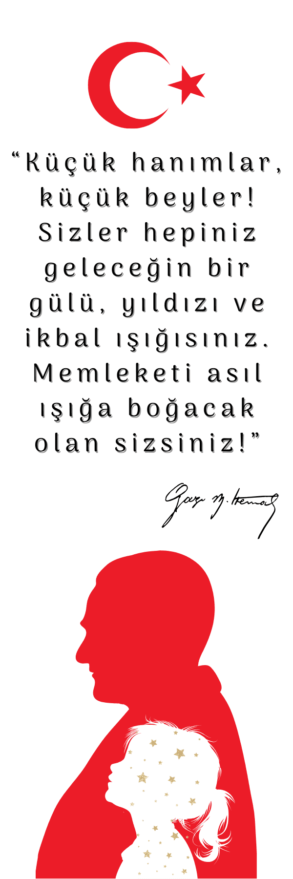 23 Nisan Atatürk Ve Kız Çocuğu Kitap Ayracı Renkli