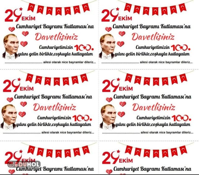 29 Ekim Cumhuriyet Bayramı Tören Davetiyesi