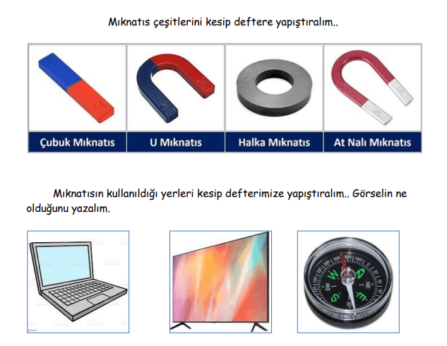  Mıknatıs Çeşitleri Kes Yapıştır 4. Sınıf Fen Bilimleri