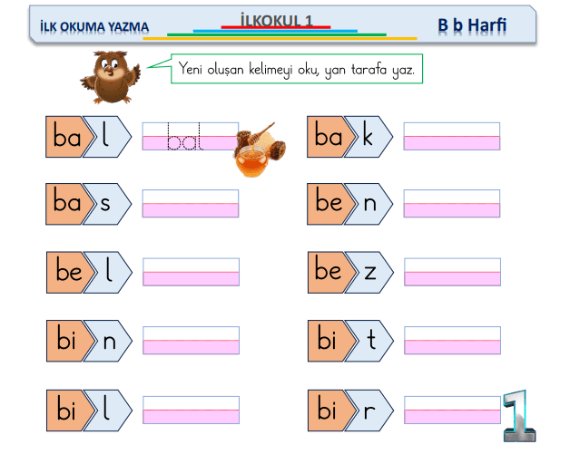 B HARFİ ETKİNLİKLERİ 1. Sınıf 