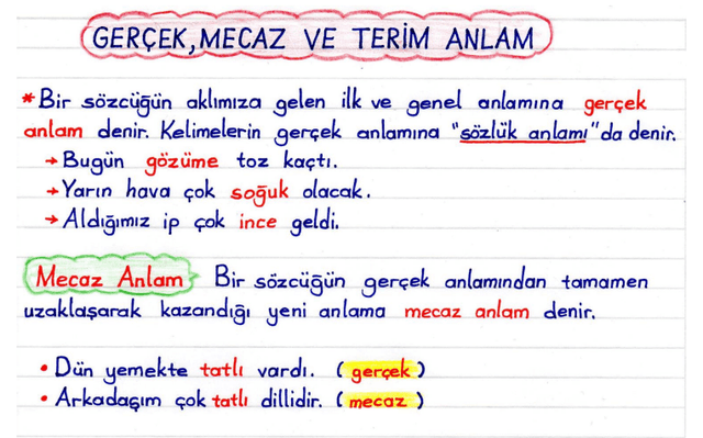 4. Sınıf Türkçe Mecaz, Terim ve Yan Anlam Konu Özeti: Anlam Bilgisi ve Kavrayış