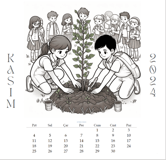 2024 Yılı Boyamalı 12 Sayfalık Takvim Yapay Zeka