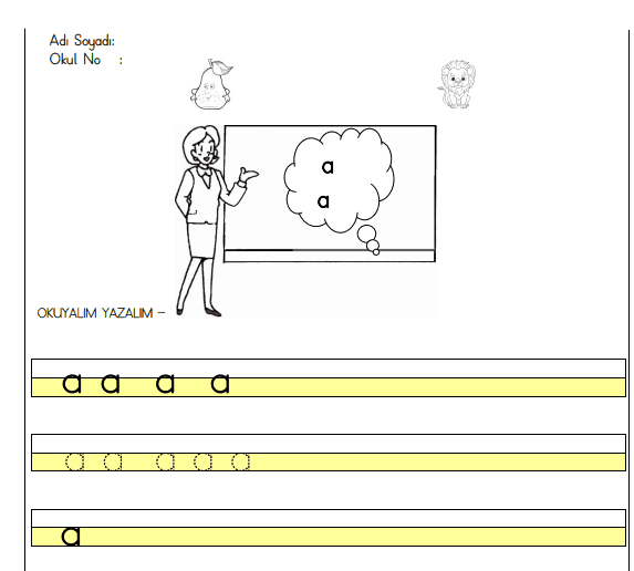 1. Sınıf İlk Okuma Yazma "a Sesi " Okuma Yazma 2024-2025
