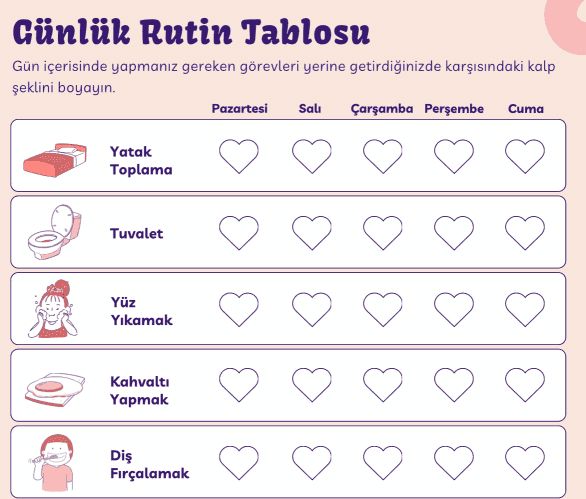 Günlük Rutin Tablosu