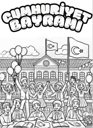 29 Ekim Cumhuriyet Bayramı Boyama Sayfası 