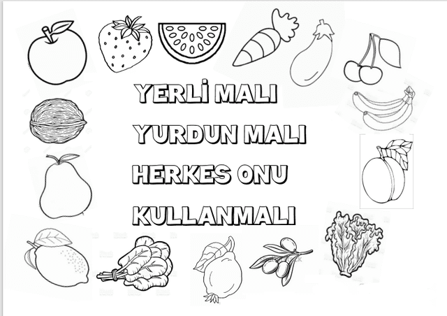 Yerli Malı Yurdun Malı Herkes Onu Kullanmalı Boyama Sayfası 