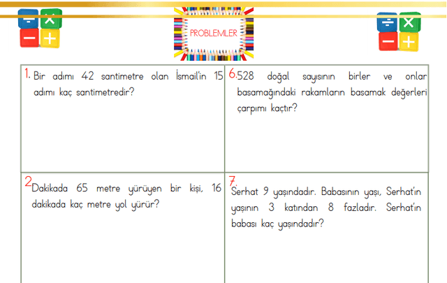 3. Sınıf Çarpma İşlemi Problemleri 2