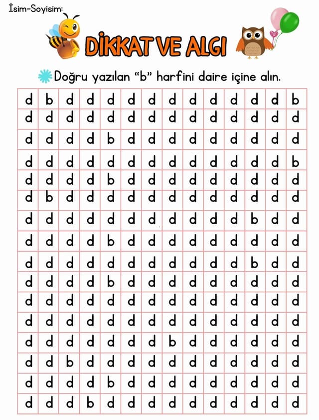 Dikkat ve Algı D-B Çalışması, Disleksi