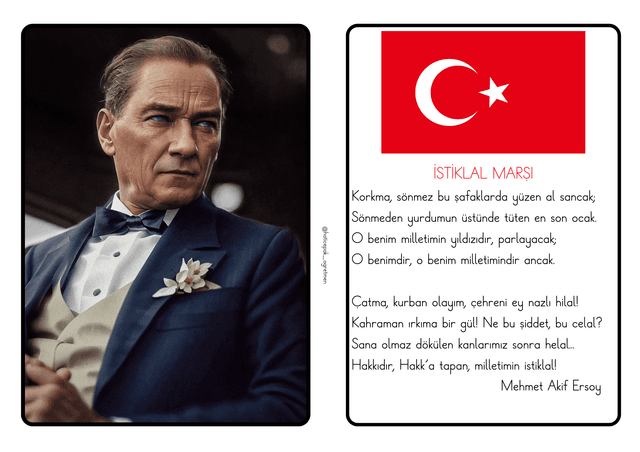 1. Sınıf Defter İçin Atatürk Ve İstiklal Marşı 